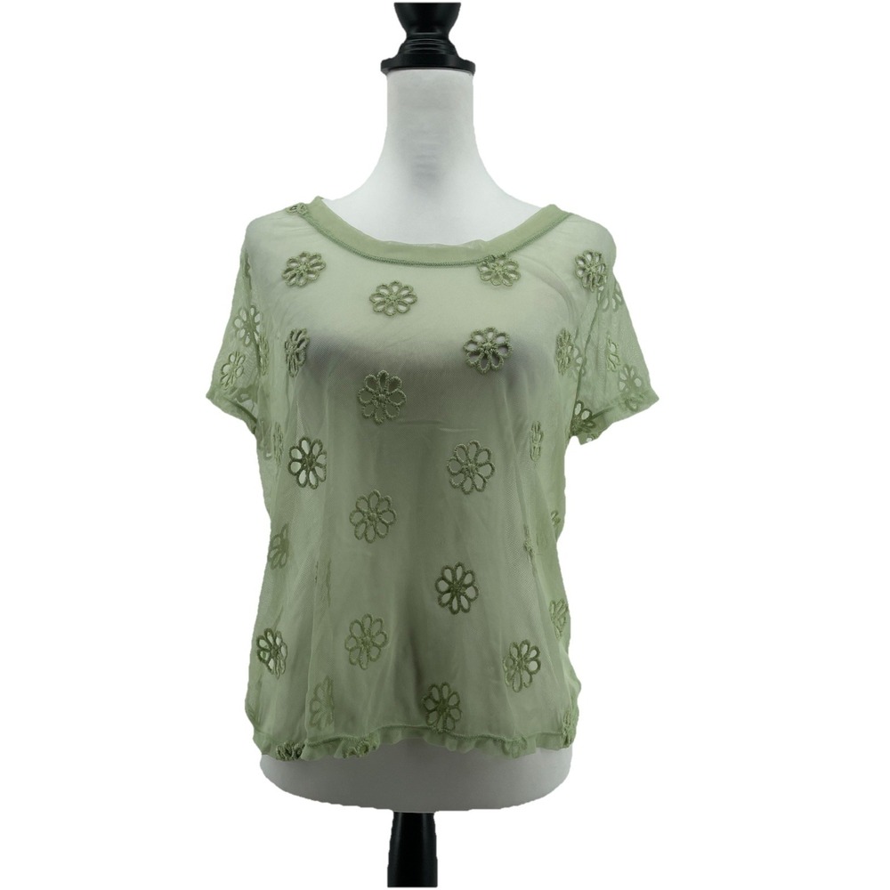 Charlotte Russe Top Womens L/XL* Vintage Sheer Green Y2K Fairy Festival Mermaid‎